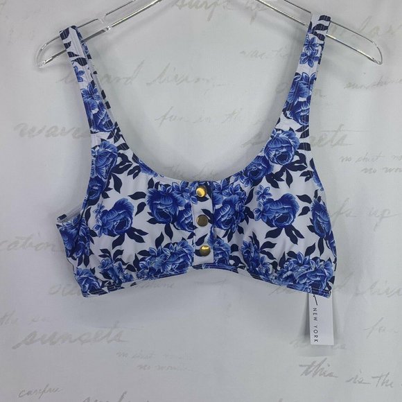 Nicole Miller Snap Front Bikini Top  XL Floral - Picture 2 of 7